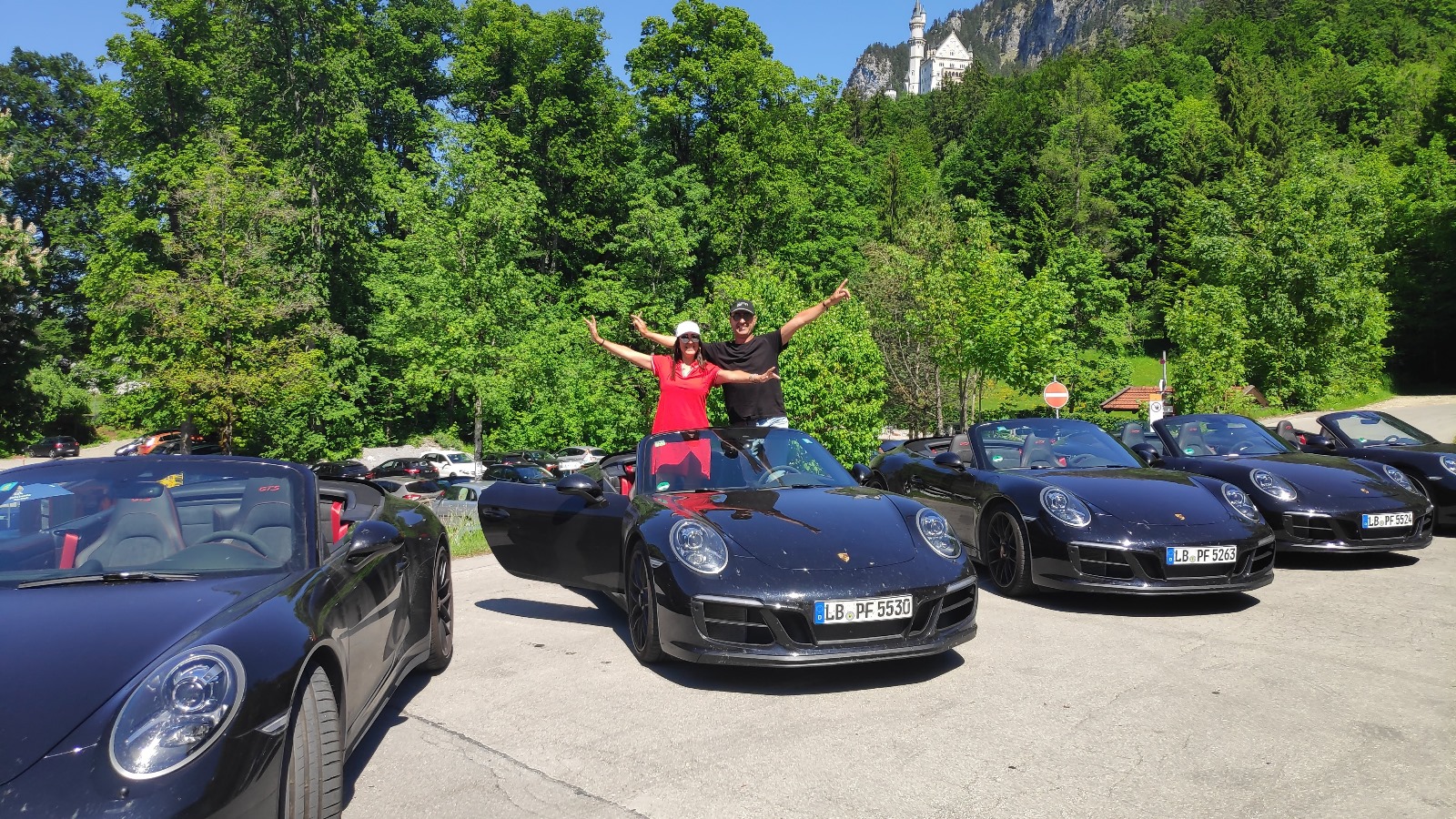 Porsche convoy at Neuschwanstein Castle